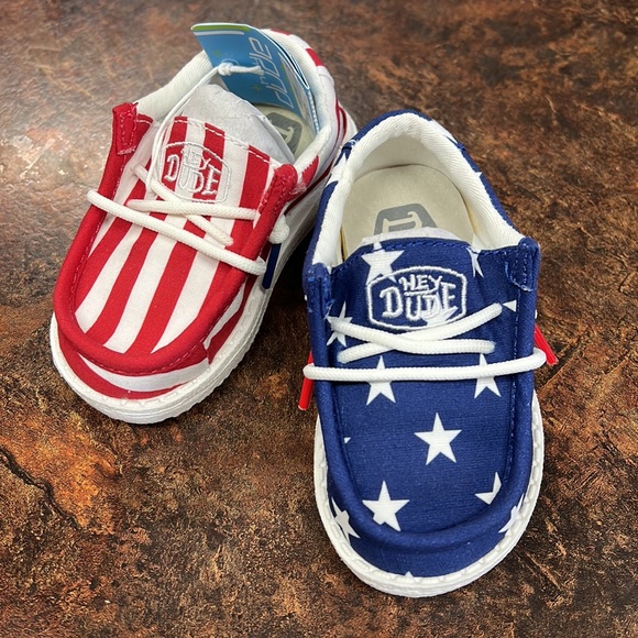 Hey Dude Other - Hey Dude USA Shoes Wally Toddler Red White Blue Patriotic